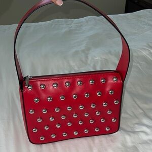 BCBGeneration Red Clutch with Silver Studs NEW